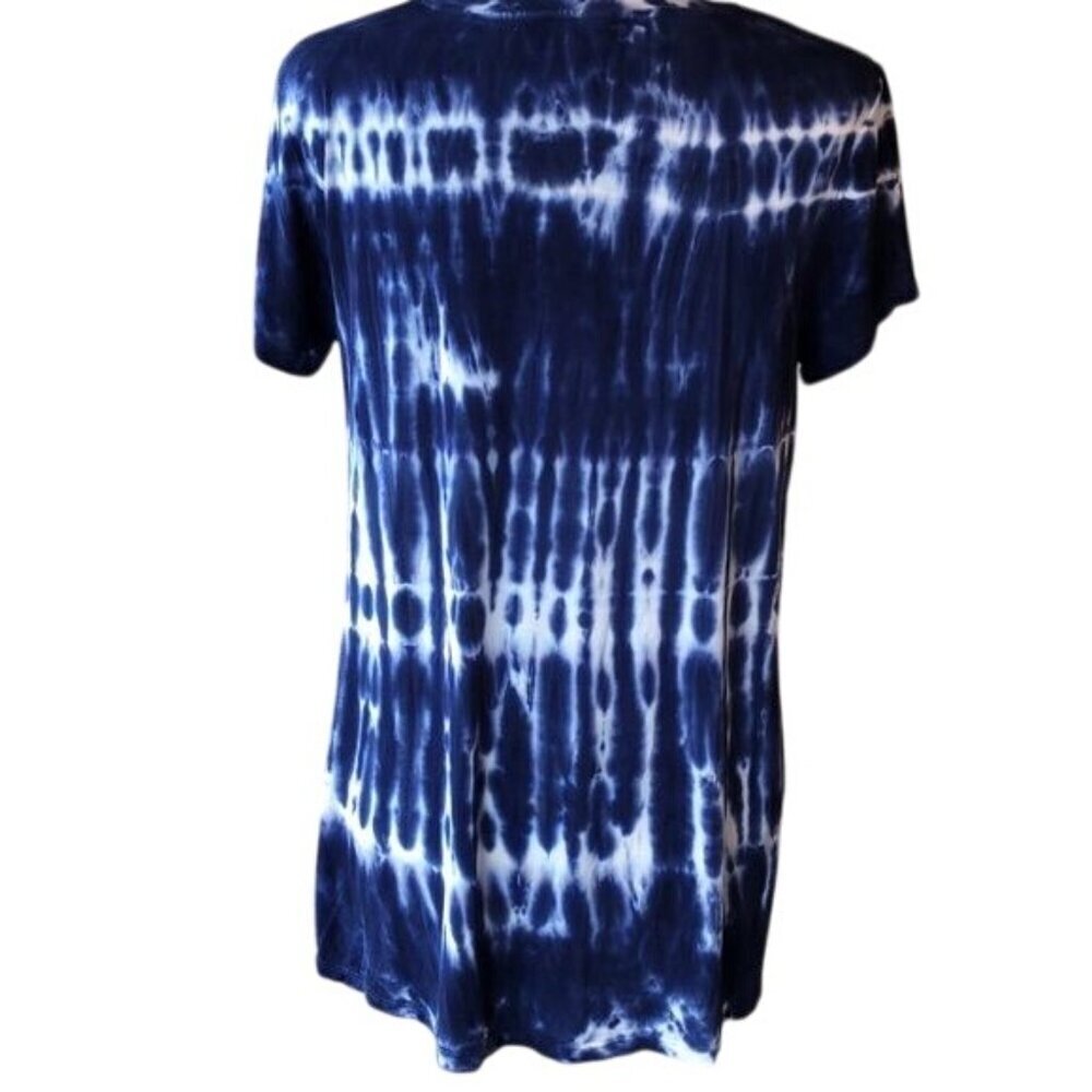 C&C California Shibori Blue Tie Dye Twist Front Top - Picture 5 of 6